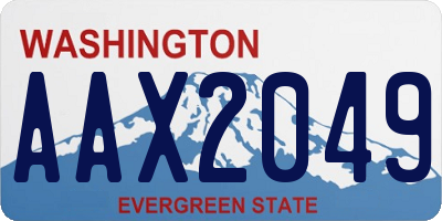 WA license plate AAX2049