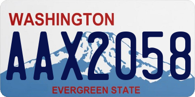 WA license plate AAX2058