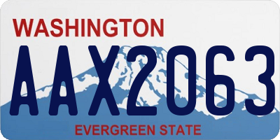 WA license plate AAX2063
