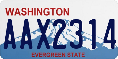 WA license plate AAX2314