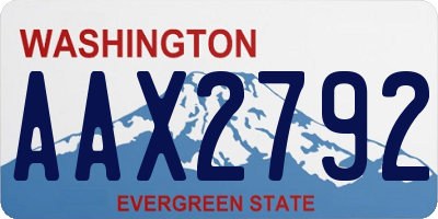 WA license plate AAX2792