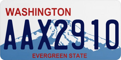WA license plate AAX2910