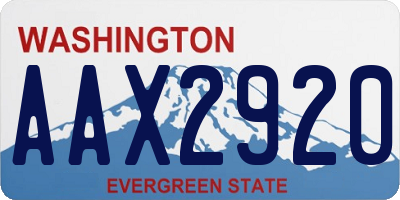 WA license plate AAX2920