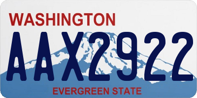 WA license plate AAX2922