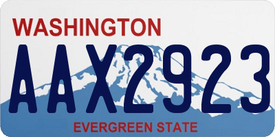 WA license plate AAX2923