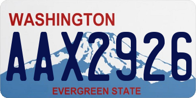 WA license plate AAX2926