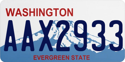 WA license plate AAX2933