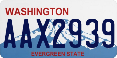 WA license plate AAX2939