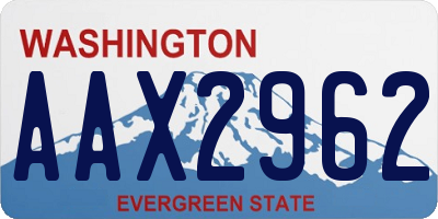 WA license plate AAX2962