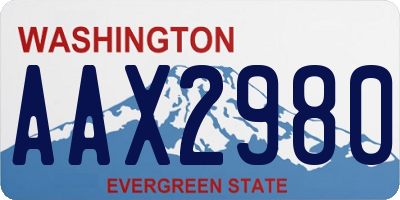 WA license plate AAX2980