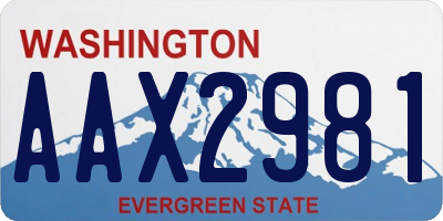 WA license plate AAX2981