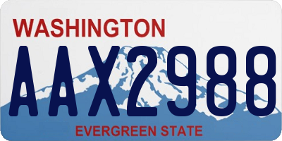WA license plate AAX2988