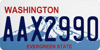 WA license plate AAX2990