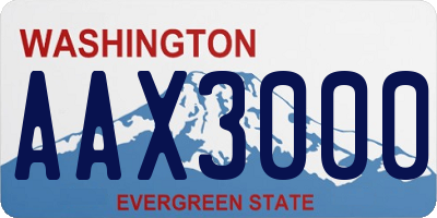 WA license plate AAX3000