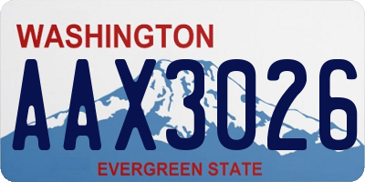 WA license plate AAX3026
