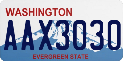 WA license plate AAX3030