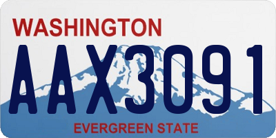 WA license plate AAX3091