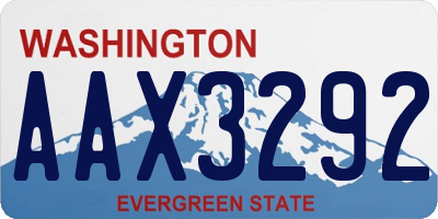 WA license plate AAX3292