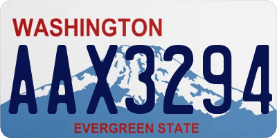 WA license plate AAX3294