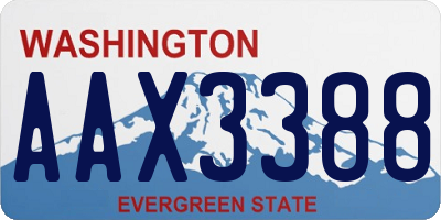 WA license plate AAX3388