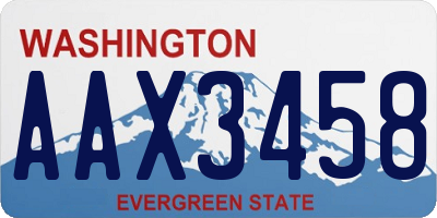 WA license plate AAX3458