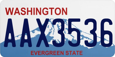 WA license plate AAX3536