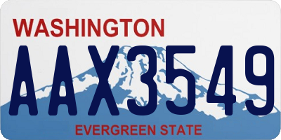 WA license plate AAX3549