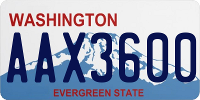 WA license plate AAX3600