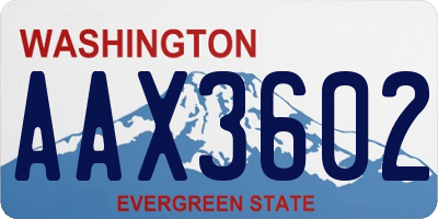 WA license plate AAX3602