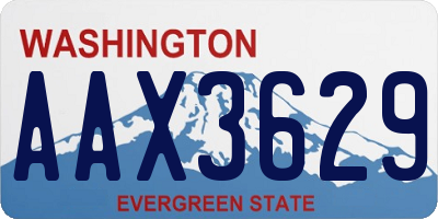 WA license plate AAX3629