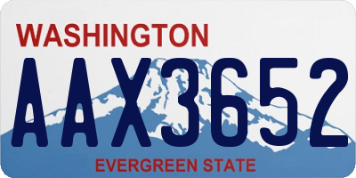 WA license plate AAX3652
