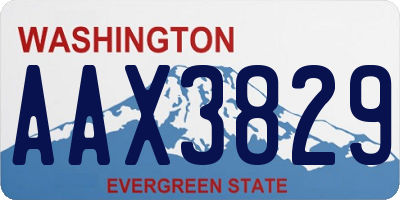 WA license plate AAX3829