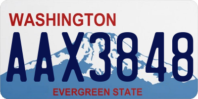 WA license plate AAX3848