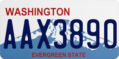 WA license plate AAX3890