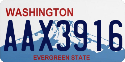 WA license plate AAX3916