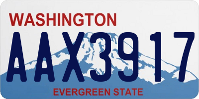WA license plate AAX3917