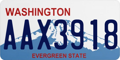 WA license plate AAX3918