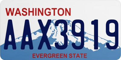WA license plate AAX3919