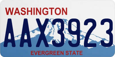 WA license plate AAX3923
