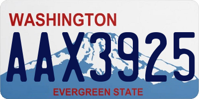 WA license plate AAX3925