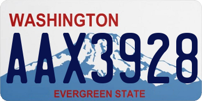 WA license plate AAX3928