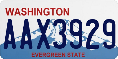 WA license plate AAX3929
