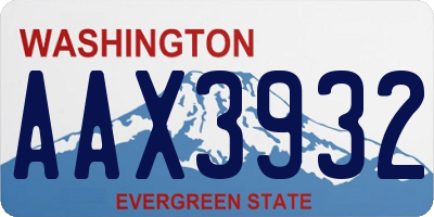 WA license plate AAX3932