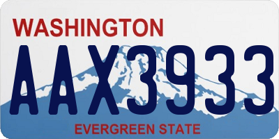 WA license plate AAX3933