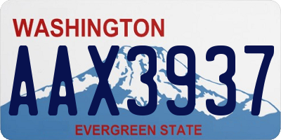 WA license plate AAX3937