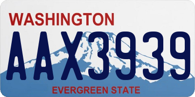 WA license plate AAX3939