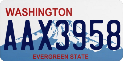 WA license plate AAX3958