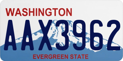 WA license plate AAX3962