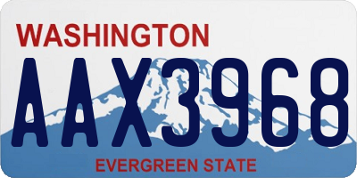 WA license plate AAX3968