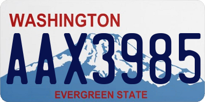 WA license plate AAX3985